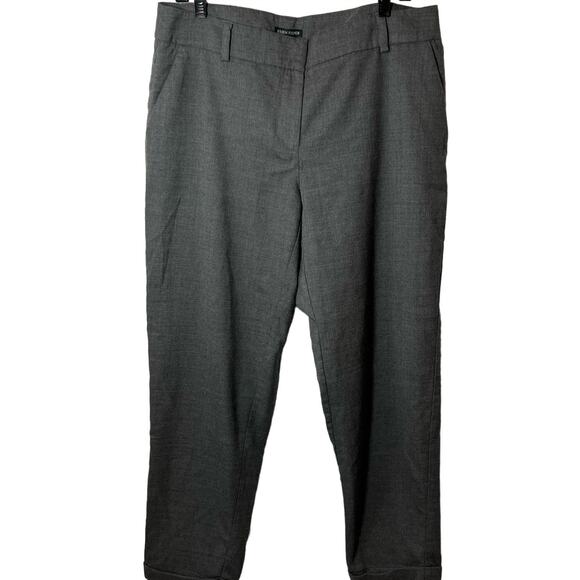 EILEEN FISHER Women's Wool Charcoal Gray Cuffed Dress Wide Leg Pants Sz 12 - Picture 2 of 9